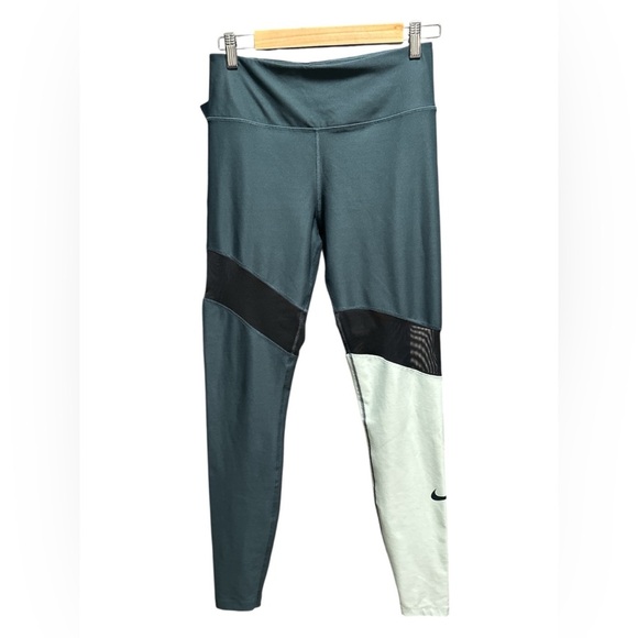 Nike DRI-FIT Dark Green/ Light Green / Black Leggings - Picture 1 of 3